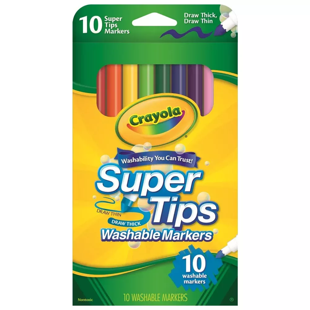 10pc Crayola Super Tips Washable Markers Art /Craft Pen 4y+