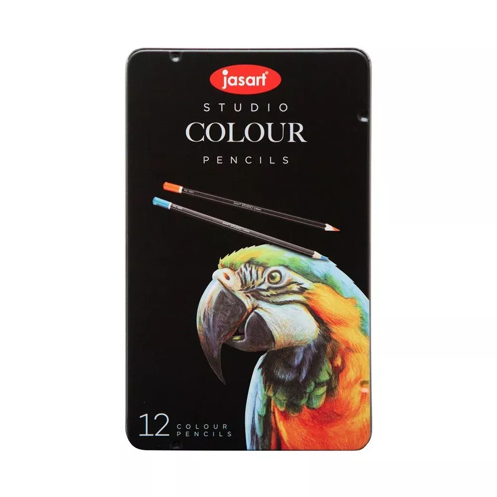 12pc Jasart Studio Art /Craft Tin Colour Pencil Set Non-Toxic