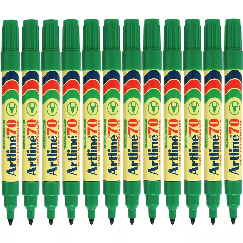 Artline 70 Pack 12 Permanent Marker 1.5mm Bullet (Green)
