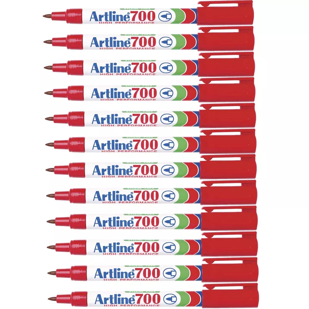 Artline 700 Box 12 Permanent Marker 0.7mm Bullet Tip (Red)
