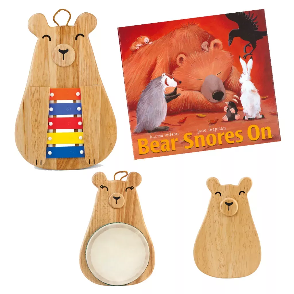 Bear Snores On by Karma Wilson w/Green Tones Papa Glockenspiel, Mama Drum, and Baby Bear Shaker