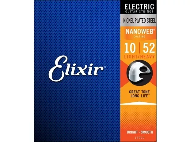 Elixir #12077 Electric Guitar Strings Nano Steel 10-52 Light Heavy