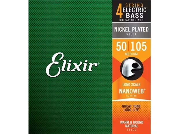 Elixir #14102 Bass 4 Strings Nanoweb Nickel Plated Steel 50-105 Medium
