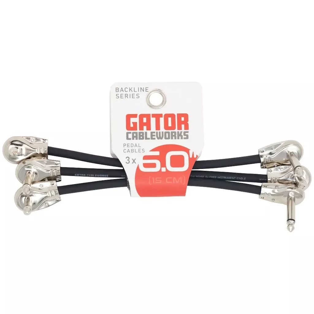 Gator CableWorks Backline Series GCWB-INS-6INRA3PK Instrument Cable, 3-Pack, Right Angle-Straight, 6 Inches