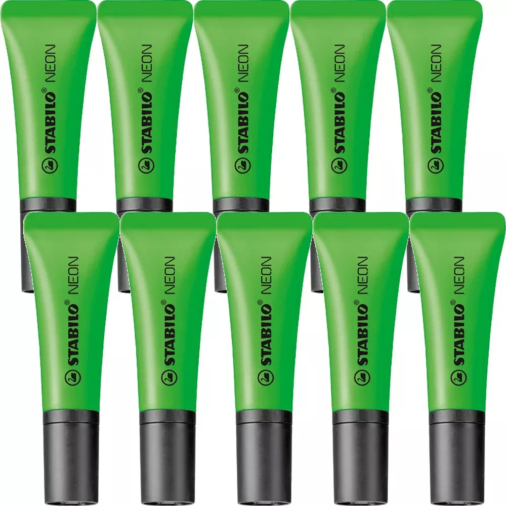 Stabilo Box 10 Highlighter (Neon Green)
