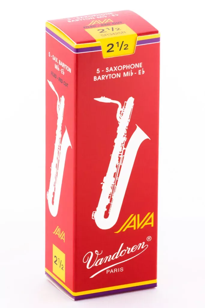 Vandoren Java Red Baritone Sax 5PK Reeds, 2.5