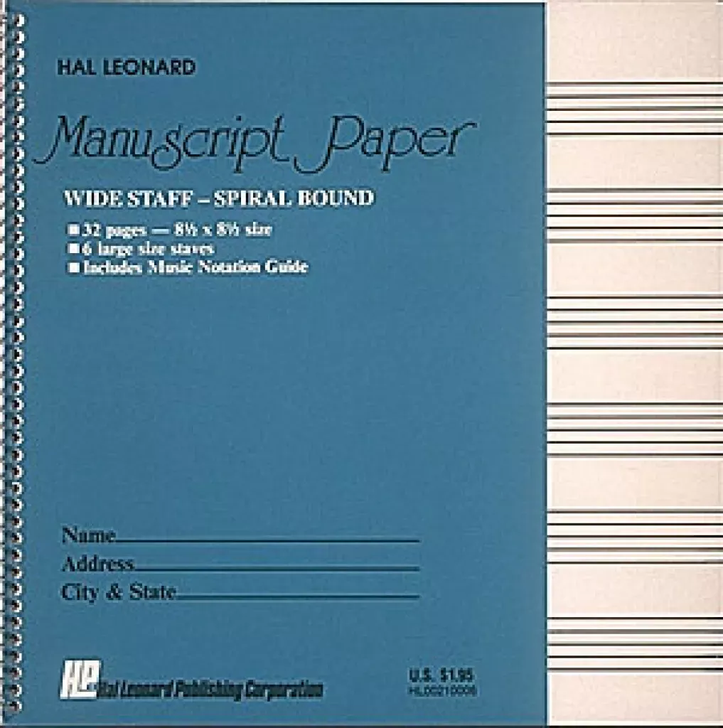Wide Staff Wirebound Manuscript Paper (Aqua Cover)